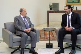 Lebanese President Aoun meets Hariri- - BEIRUT, LEBANON - NOVEMBER 07: (----EDITORIAL USE ONLY – MANDATORY CREDIT -