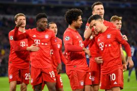 MUNICH, GERMANY - DECEMBER 11: Philippe Coutinho of FC Bayern Munich celebrates with teammates after scoring his team's third goal during the UEFA Champions League group B match between Bayern Muenchen and Tottenham Hotspur at Allianz Arena on December 11, 2019 in Munich, Germany. (Photo by Sebastian Widmann/Bongarts/Getty Images)
