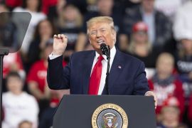 U.S. President Donald Trump's rally in Hershey- - HERSHEY, PA, USA - DECEMBER 10 : U.S. President Donald Trump speaks during a campaign rally on December 10, 2019 at Giant Center in Hershey, Pennsylvania, United States.