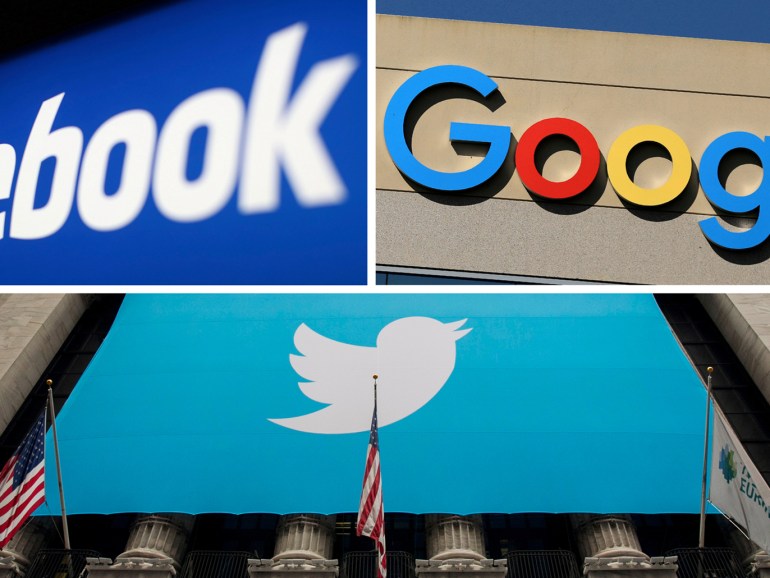 FILE PHOTO: A combination photo from files of Facebook Google and Twitter logos