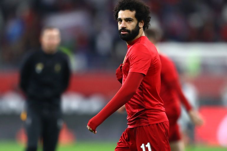 DOHA, QATAR - DECEMBER 18: Mohamed Salah of Liverpool warms up prior to the FIFA Club World Cup semi-final match between Monterrey and Liverpool at Education City Stadium on December 18, 2019 in Doha, Qatar. (Photo by Francois Nel/Getty Images)