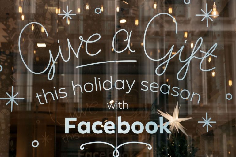 NEW YORK, NY - DECEMBER 03: A window display at the Facebook Holiday Pop-Up in SoHo, Manhattan on December 3, 2019 in New York City. This holiday season, Facebook is fundraising for Military Mamas, a group dedicated to supporting veterans and their families which has grown in large part thanks to connections made on Facebook's platform. Scott Heins/Getty Images/AFP== FOR NEWSPAPERS, INTERNET, TELCOS & TELEVISION USE ONLY ==