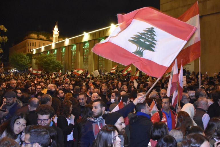 Protest in Beirut against Lebanese President Michel Aoun- - BEIRUT, LEBANON - DECEMBER 15: People stage a protest against Lebanese President Michel Aoun's plan on meetings with parliamentarians within the new government formation process in Beirut, Lebanon on December 15, 2019.
