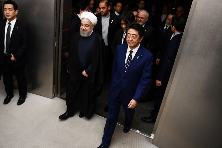 Japanese Prime Minister Shinzo Abe and Iranian President Hassan Rouhani meet in Tokyo, Japan, December 20, 2019. Charly Triballeau/Pool via REUTERS