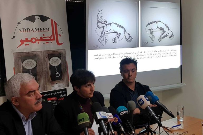 ميرفت صادق فلسطين رام الله 23 ديسمبر 2019 مؤتمر صحفي لمؤسسة الضمير حول تعذيب عنيف تعرض له اسرى فلسطينيون مؤخرا.