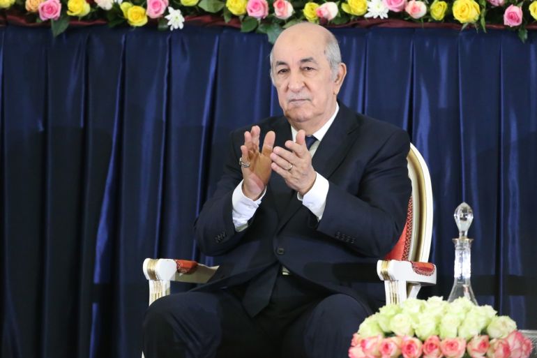 Algerian President Tebboune takes oath of office- - ALGIERS, ALGERIA - DECEMBER 19: Algerian President Abdelmadjid Tebboune is seen prior to his swearing-in ceremony in Algiers, Algeria on December 19, 2019.