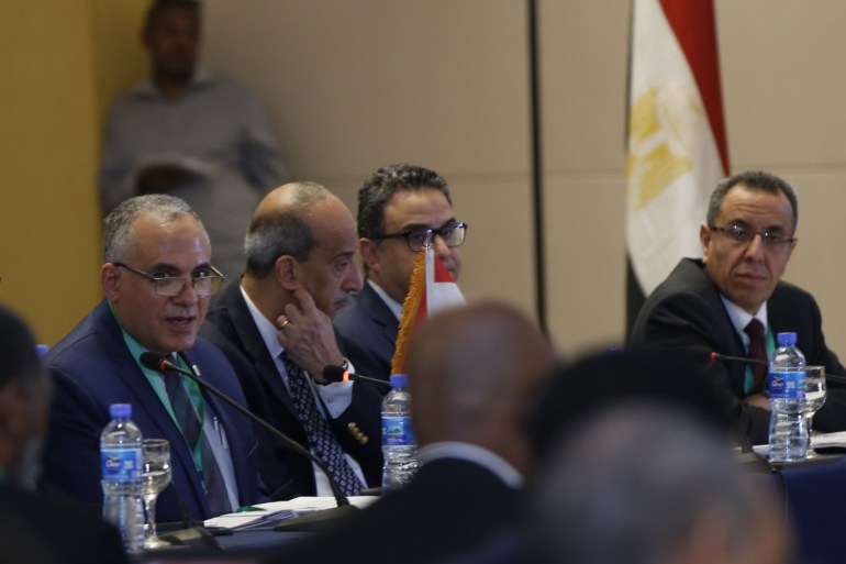 Egypt, Sudan and Ethiopia representatives meet for Hidase Dam- - ADDIS ABABA, ETHIOPIA - JANUARY 08: Representatives of Egypt, Sudan and Ethiopia meet to negotiate on the filling and operation of the Great Ethiopian Renaissance Dam (GERD) project in Addis Ababa, Ethiopia on January 08, 2020.