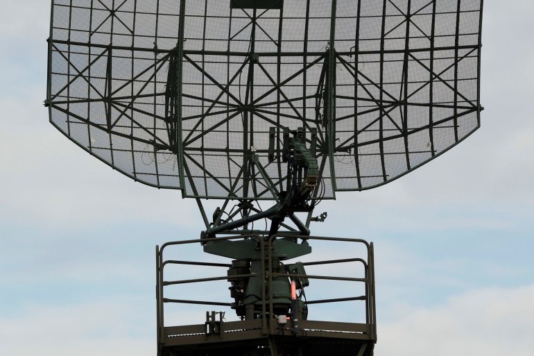 Radar dish and antennas systems are pictured at the French Air Force base in Mont de Marsan, Southwestern France, February 10, 2017. REUTERS/Regis Duvignau