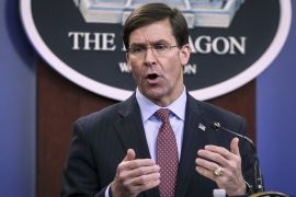 ARLINGTON, VA DECEMBER 20: Secretary of Defense Mark Esper holds an end of year press conference at the Pentagon on December 20, 2019 in Arlington, Virginia. Esper and Milley fielded questions on a wide range of topics, including the situation in North Korea and a recent Washington Post referred to as the