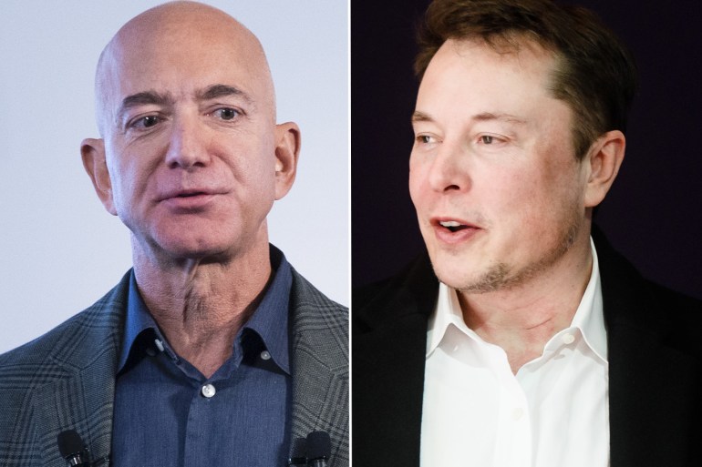 المليارديرين جيف بيزوس وإيلون ماسك Elon Musk Jeff Bezos
