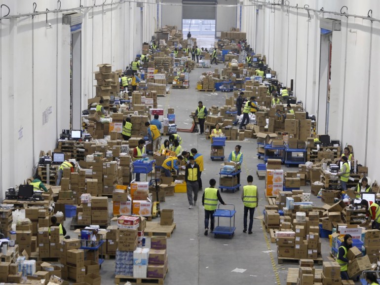 Employees sort boxes and parcels at the logistic centre of a express delivery company, after the Singles Day online shopping festival, in Wuhan, Hubei province, China, November 12, 2015. On China's giant Singles Day internet shopping festival, the country's delivery firms are stretched so thin that they are looking for tie-ups, listings and new investors to husband their resources. E-commerce has been a huge boon to the logistics industry, but the ever-bigger Singles Day, run by leading online market company Alibaba Group Holding Ltd on Nov. 11 every year, exacerbates the industry's twin dilemmas of cut-throat competition and rising labor costs. With low barriers to entry, express couriers proliferated rapidly over the past decade to more than 8,000 firms, squeezing profit margins to about 5 percent, down from 30 percent 10 years ago, according to analysts. Picture taken November 12, 2015. REUTERS/Stringer CHINA OUT. NO COMMERCIAL OR EDITORIAL SALES IN CHINA