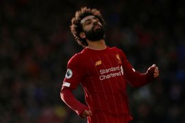 Soccer Football - Premier League - Liverpool v Watford - Anfield, Liverpool, Britain - December 14, 2019 Liverpool's Mohamed Salah reacts Action Images via Reuters/Carl Recine EDITORIAL USE ONLY. No use with unauthorized audio, video, data, fixture lists, club/league logos or