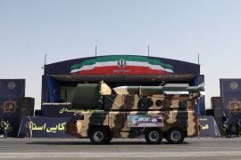 Missiles are displayed by Iran's army during the ceremony of the National Army Day parade in Tehran, Iran September 22, 2019. WANA (West Asia News Agency) via REUTERS ATTENTION EDITORS - THIS IMAGE HAS BEEN SUPPLIED BY A THIRD PARTY