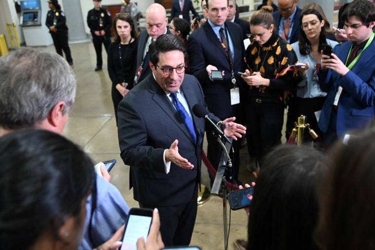 U.S. President Donald Trump's personal attorney Jay Sekulow speaks to reporters during a break in the fourth day of the Senate impeachment trial of U.S. President Donald Trump at the U.S. Capitol in Washington, U.S., January 24, 2020. REUTERS/Erin Scott