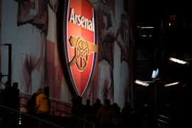 LONDON, ENGLAND - DECEMBER 05: The logo of Arsenal FC is seen prior to the Premier League match between Arsenal FC and Brighton & Hove Albion at Emirates Stadium on December 05, 2019 in London, United Kingdom. (Photo by Mike Hewitt/Getty Images)