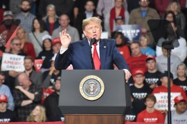 U.S President Donald Trump's Rally in Ohio- - OHIO, USA - JANUARY 09 : U.S. President Donald Trump speaks during Keep America Great Rally at Huntington Center in Toledo, Ohio, United States on January 09, 2020.