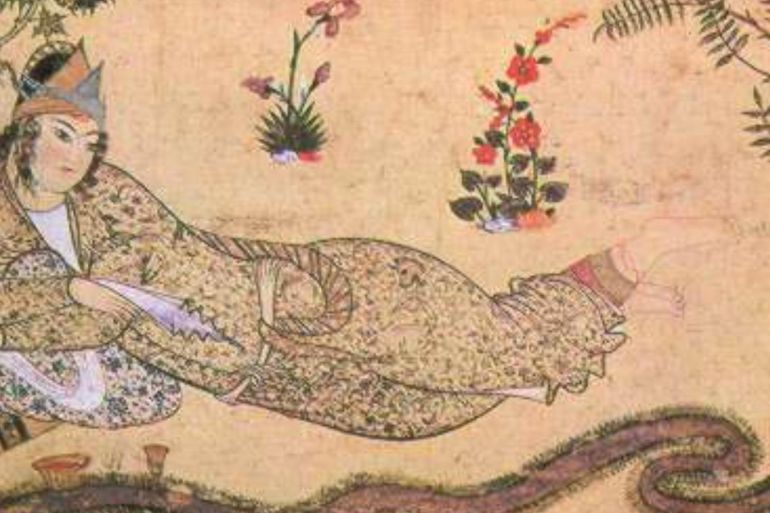 Omran Abdullah - رسم فارسي ملون لملكة سبأ من القرن السادس عشر، ويكي كومنز - ذكرت في جميع الكتب السماوية، هل عاشت "ملكة سبأ" في اليمن أم الحبشة؟
