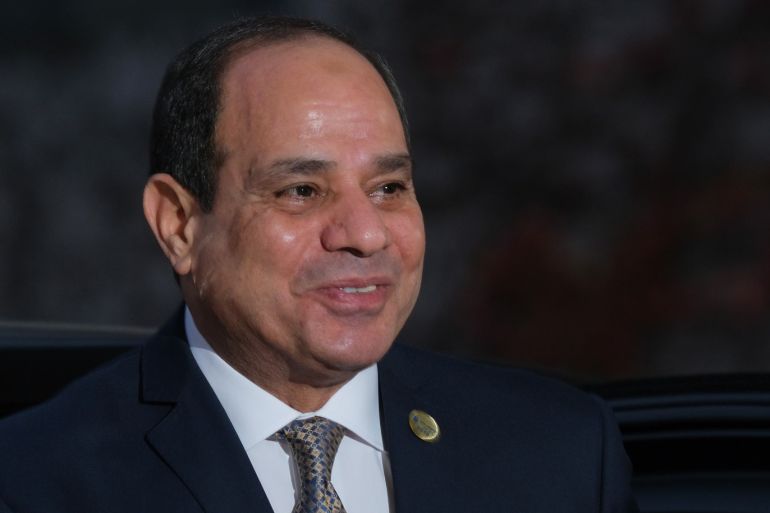 BERLIN, GERMANY - NOVEMBER 19: Abdel Fattah El-Sisi, President of Egypt, arrives for the Compact with Africa summit at the Chancellery on November 19, 2019 in Berlin, Germany. The summit, hosted by the German government, brings together leaders from 12 African nations and seeks to further the groundwork for increased private investment in those countries. (Photo by Sean Gallup/Getty Images)