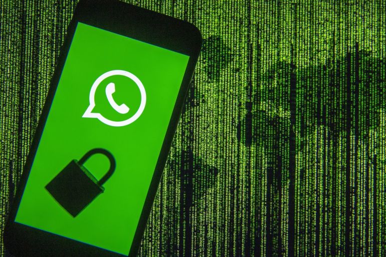 WhatsApp Application- - ANKARA, TURKEY - DECEMBER 10: WhatsApp logo is seen displayed on a smart phone screen with a padlock on it, in this illustration photo taken in Ankara, Turkey on December 10, 2019.