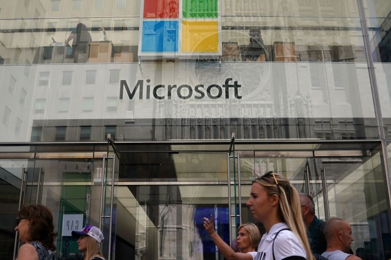 A Microsoft store is pictured in New York City, New York, U.S., August 21, 2018. REUTERS/Carlo Allegri