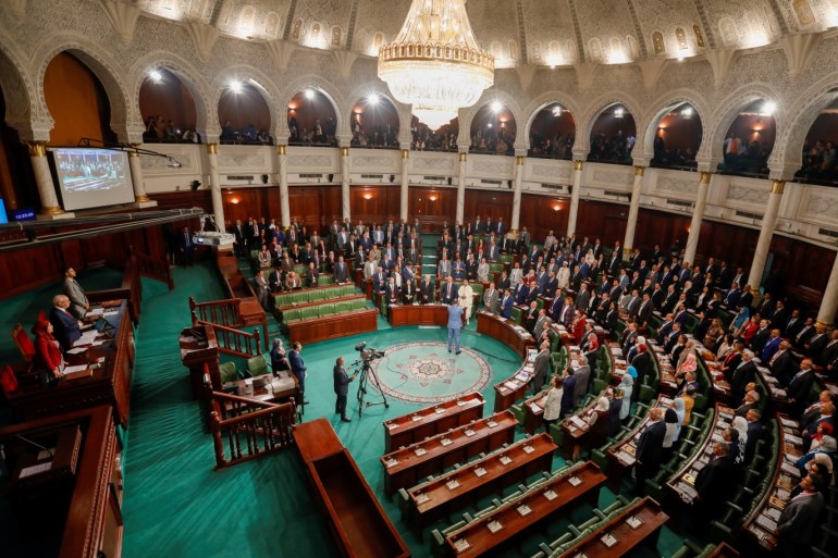 Tunisia's new parliament members take an oath in Tunis, Tunisia November 13, 2019. REUTERS/Zoubeir Souissi