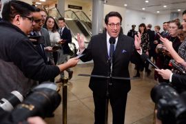 President Donald Trump's personal attorney Jay Sekulow speaks to media near the Senate subway during a dinner recess of the Senate impeachment trial of President Donald Trump in Washington, U.S., January 22, 2020. REUTERS/Mary F. Calvert
