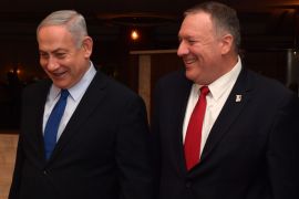 LISBON, PORTUGAL – DECEMBER 4: (ISRAEL OUT) In this handout image supplied by the Israeli government press office (GPO), Israeli Prime Minister, Benjamin Netanyahu meets with US Secretary of State Mike Pompeo on December 4, 2019 in Lisbon, Portugal. (Photo by Kobi Gideon/GPO via Getty Images)