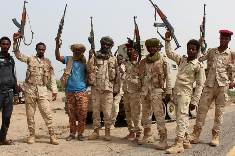 Sudanese soldiers fighting alongside Yemen's Saudi-backed pro-government forces near Hudaydah in Yemen on 22 June 2018 [SALEH AL-OBEIDI AFPGetty Images]