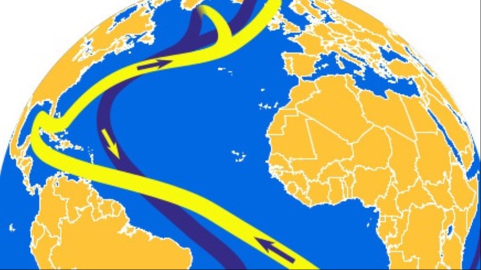 ‪تيار شمال الأطلسي جزء من التيارات الحرارية التي تجوب المحيطات‬ (جامعة غروننغن)
