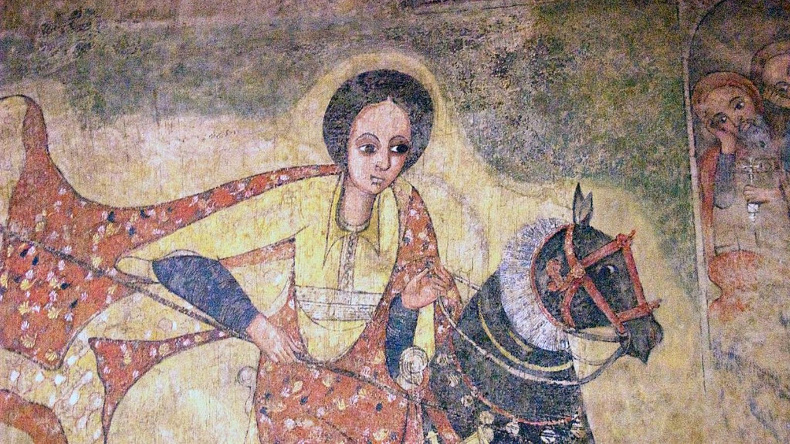 ‪لوحة لملكة سبأ من القرن 17 في كنيسة إثيوبية‬ (ويكي كومنز)