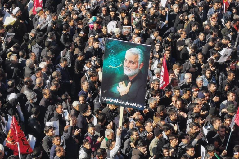 Iranian mourners gather for the burial of Qassem Suleimani in his hometown Kerman-AFP