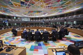 European Union Foreign ministers meeting- - BRUSSELS, BELGIUM - JANUARY 10 : General view of the European Union Foreign ministers emergency talks on Iran, Iraq and Libya in Brussels, Belgium on January 10, 2020.