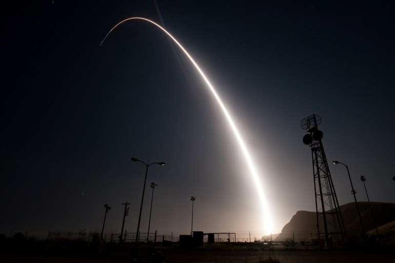 An unarmed Minuteman III intercontinental ballistic missile launches from Vandenberg Air Force Base, California, United States during an operational test at 12:03 a.m., PDT, in this April 26, 2017 handout photo. Michael Peterson/USAF/Handout via REUTERS ATTENTION EDITORS - THIS IMAGE WAS PROVIDED BY A THIRD PARTY. EDITORIAL USE ONLY