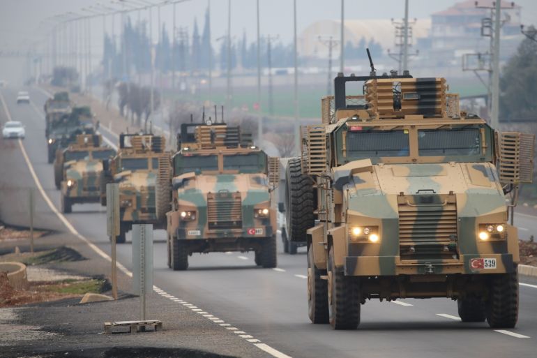 Turkey’s deployment of reinforcements to observation points in Syria's Idlib- - HATAY, TURKEY - FEBRUARY 12: A convoy of Turkish Armed Forces arrive in Hatay province of Turkey to being deployed to to observation points in Syria's Idlib, on February 12, 2020.