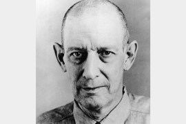 Headshot portrait of convicted murderer Robert Stroud (1890 - 1963), 1950s. While in various prisons, where he had been incarcerated since 1909, Stroud developed an interest in birds, writing several books on the subject and coming to be known, after his last prison transfer, as the 'Birdman of Alcatraz.' (Photo by American Stock/Getty Images)