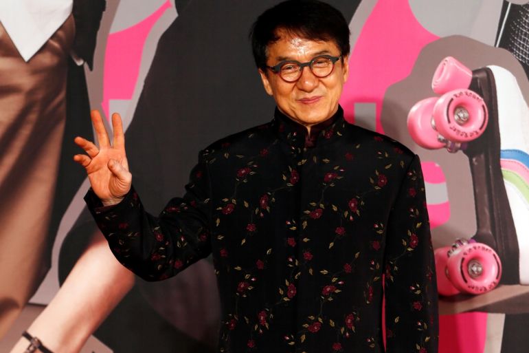 37th Hong Kong Film Awards - Hong Kong Cultural Centre - Hong Kong, China, April 15, 2018 - Hong Kong actor Jackie Chan poses on red carpet. REUTERS/Bobby Yip
