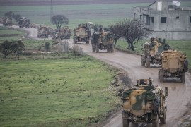 Turkey’s deployment of reinforcements to observation posts in Syria's Idlib- - HATAY, TURKEY - FEBRUARY 13: A convoy, including armoured personnel carriers (APCs) carrying commandos, of Turkish Armed Forces is on the way to observation posts in Syria's Idlib to support the units on February 13, 2020.