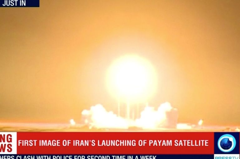 The Payam satellite is launched in Iran, January 15, 2019, in this still image taken from video. Reuters TV/via REUTERS IRAN OUT. NO COMMERCIAL OR EDITORIAL SALES IN IRAN