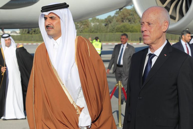 وصول أمير دولة قطر إلى تونس نشرتها الرئاسة التونسية على صفحتها الرسمية