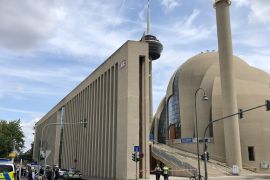 Germany: Mosque evacuated over bomb threat- - COLOGNE, GERMANY - JULY 09 : Police cordon off streets in the Ehrenfeld area of the city and evacuated the complex of Cologne Central Mosque following a bomb threat, sent via e-mail, in Cologne, Germany on July 09, 2019.