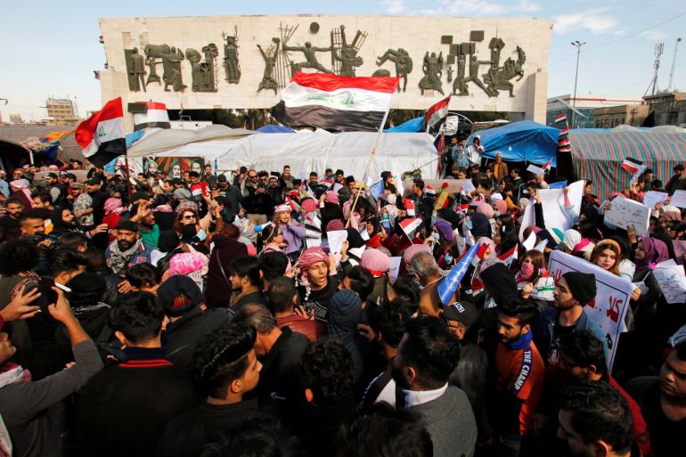 Iraqi demonstrators gather during ongoing anti-government protests in Baghdad, Iraq February 13, 2020. REUTERS/Saba Kareem