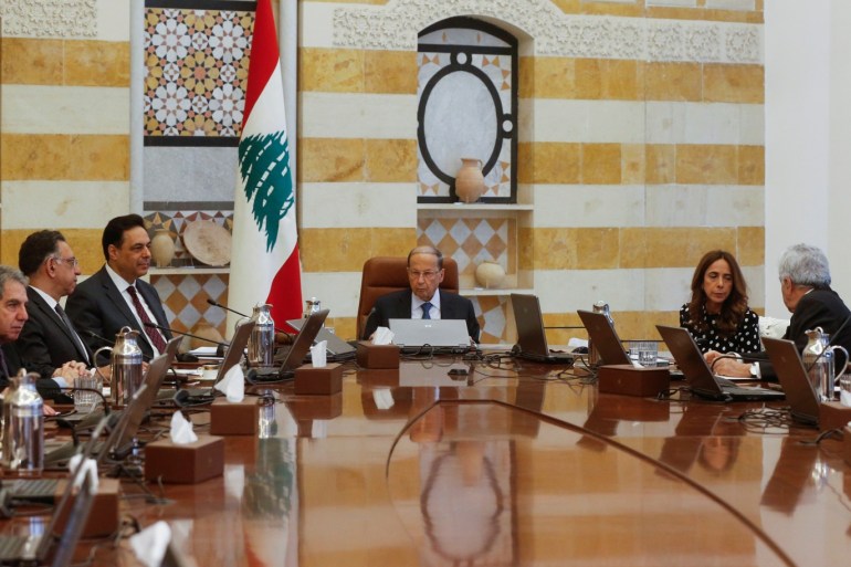 Lebanon's President Michel Aoun heads a cabinet meeting at the presidential palace in Baabda, Lebanon February 6, 2020. REUTERS/Mohamed Azakir