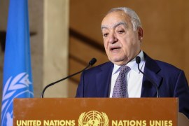 U.N. Envoy for Libya, Ghassan Salame holds a news briefing ahead of U.N.-brokered military talks in Geneva, Switzerland, February 4, 2020. REUTERS/Denis Balibouse