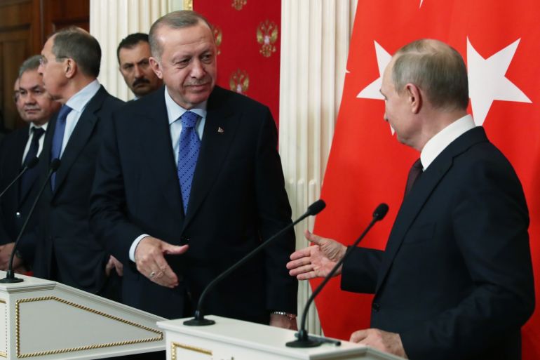 Erdogan - Putin News Conference- - MOSCOW, RUSSIA - MARCH 5: (----EDITORIAL USE ONLY – MANDATORY CREDIT -