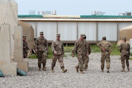 US-led coalition transfers military airbase to Iraq- - MOSUL, IRAQ - MARCH 26: Soldiers are seen as the U.S.-led coalition against the Daesh/ISIS terror group on Thursday formally handed over to Iraq the Qayyarah airbase in southern Mosul, Iraq on March 26, 2020.