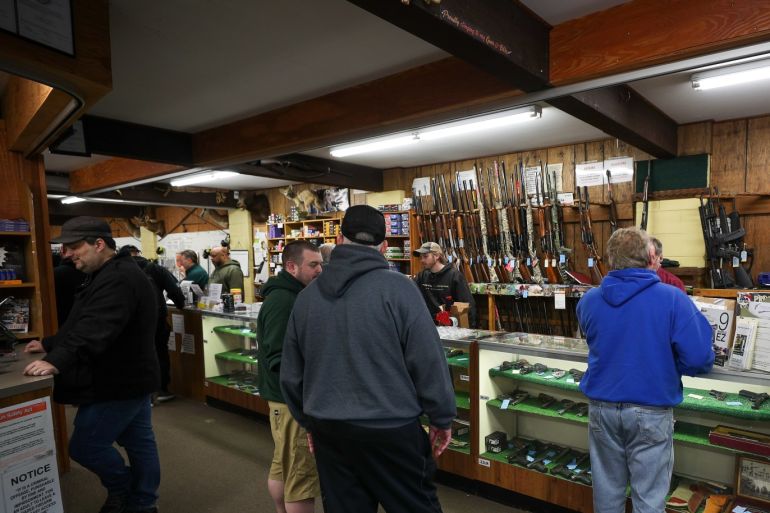 Americans panic buying guns amid coronavirus fears - - NEW JERSEY, USA - MARCH 17: A gun shop at the town of Glassboro was packed as buyers getting ammo and fire arms in New Jersey, United States on March 17, 2020 ahead coronavirus closures.