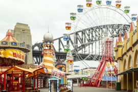 SYDNEY, AUSTRALIA - MARCH 24: A general view is seen of a closed Luna Park on March 24, 2020 in Sydney, Australia. Non-essential travel has been banned in a bid to stop the spread of COVID-19 in Australia while venues such as bars, clubs, nightclubs, cinemas, gyms and restaurants, along with anywhere people remain static are now closed. Schools are currently open but parents have the option to keep children at home if they wish. There are now 1887 confirmed cases of COVID-19 in Australia and the death toll now stands at eight. (Photo by Jenny Evans/Getty Images)