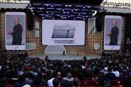 MOUNTAIN VIEW, CALIFORNIA - MAY 07: Google SVP of Devices and Services Rick Osterloh announces the new Nest Hub Max during the keynote address at the 2019 Google I/O conference at Shoreline Amphitheatre on May 07, 2019 in Mountain View, California. The annual Google I/O Conference runs through May 8. Justin Sullivan/Getty Images/AFP== FOR NEWSPAPERS, INTERNET, TELCOS & TELEVISION USE ONLY ==