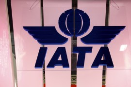 The International Air Transport Association (IATA) logo is seen at the International Tourism Trade Fair ITB in Berlin, Germany, March 7, 2018. REUTERS/Fabrizio Bensch