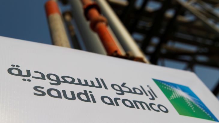 Saudi Aramco logo is pictured at the oil facility in Abqaiq, Saudi Arabia October 12, 2019. REUTERS/Maxim Shemetov